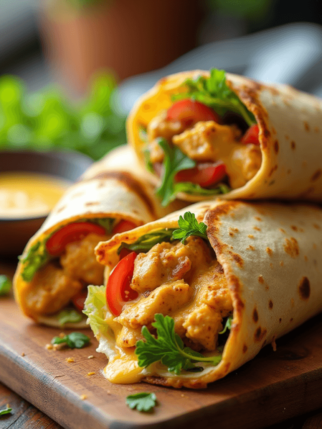Cheesy Garlic Chicken Wraps for Lunch
